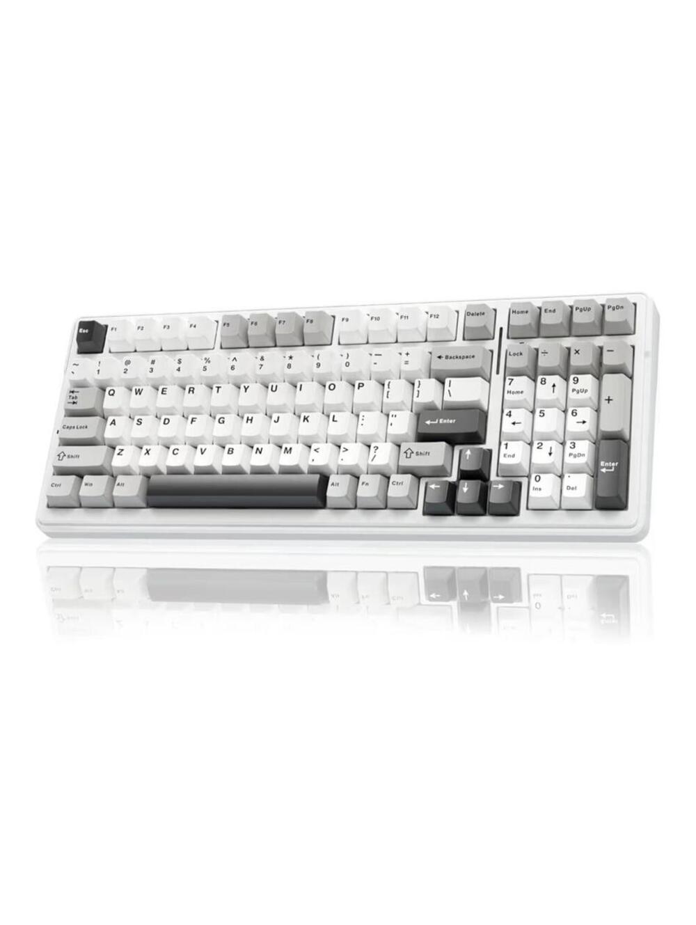 AULA F99 Mechanical Keyboard 99-Key RGB Hot-Swappable BT/RF USB-C White/Gray